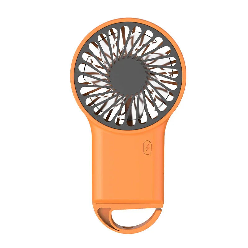 2-PCS Orange New Portable Handheld Air Cooler Fan - Foldable Desktop USB Rechargeable Mini Fan with Climbing Buckle - Mekamart Australia