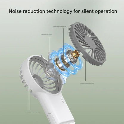 2-PCS Orange New Portable Handheld Air Cooler Fan - Foldable Desktop USB Rechargeable Mini Fan with Climbing Buckle - Mekamart Australia