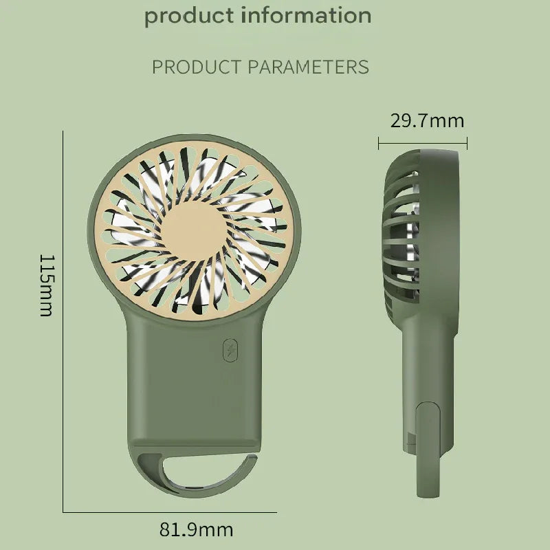 2-PCS Orange New Portable Handheld Air Cooler Fan - Foldable Desktop USB Rechargeable Mini Fan with Climbing Buckle - Mekamart Australia