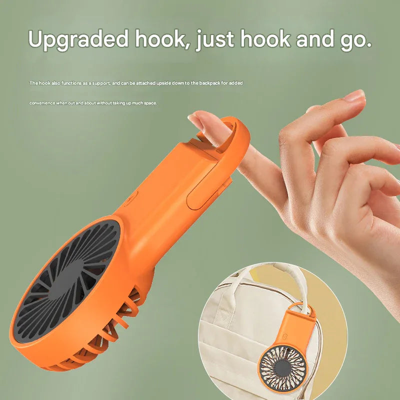 2-PCS Green New Portable Handheld Air Cooler Fan - Foldable Desktop USB Rechargeable Mini Fan with Climbing Buckle - Mekamart Australia