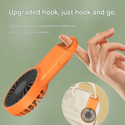 2-PCS White New Portable Handheld Air Cooler Fan - Foldable Desktop USB Rechargeable Mini Fan with Climbing Buckle - Mekamart Australia