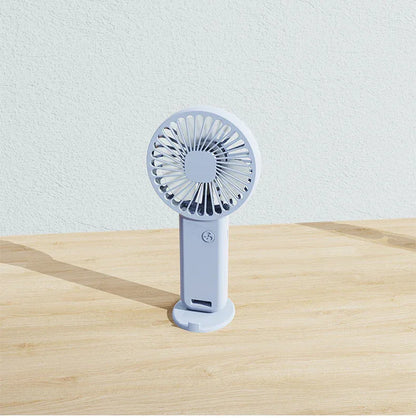 2-PCS Blue Portable USB Rechargeable Mini Handheld Fan with Desktop Base & Phone Stand - 3-Speed Quiet Operation - Mekamart Australia