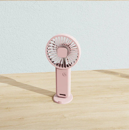 2-PCS Pink Portable USB Rechargeable Mini Handheld Fan with Desktop Base & Phone Stand - 3-Speed Quiet Operation - Mekamart Australia