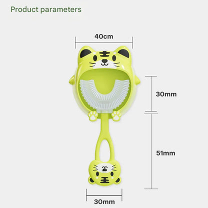 Blue frog U-Shaped Kids Toothbrush - Food Grade Silicone Manual Toothbrush for 2-12 Year Olds - 360 degree Full Mouth Cleaning Baby Oral Care - Comes with Wall Mount Holder - Mekamart Australia