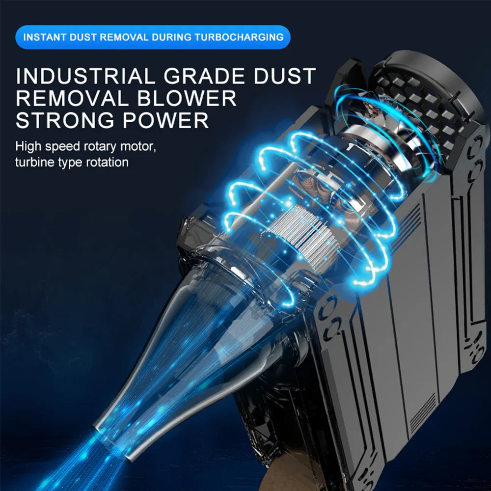 Black Multifunctional Turbo Fan - Portable High-Speed Dust Blower with LED Light & Emergency Power Bank for Outdoor & Home Use - Mekamart Australia