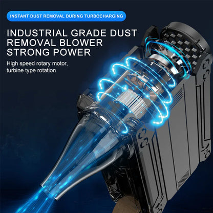 Black Multifunctional Turbo Fan - Portable High-Speed Dust Blower with LED Light & Emergency Power Bank for Outdoor & Home Use - Mekamart Australia