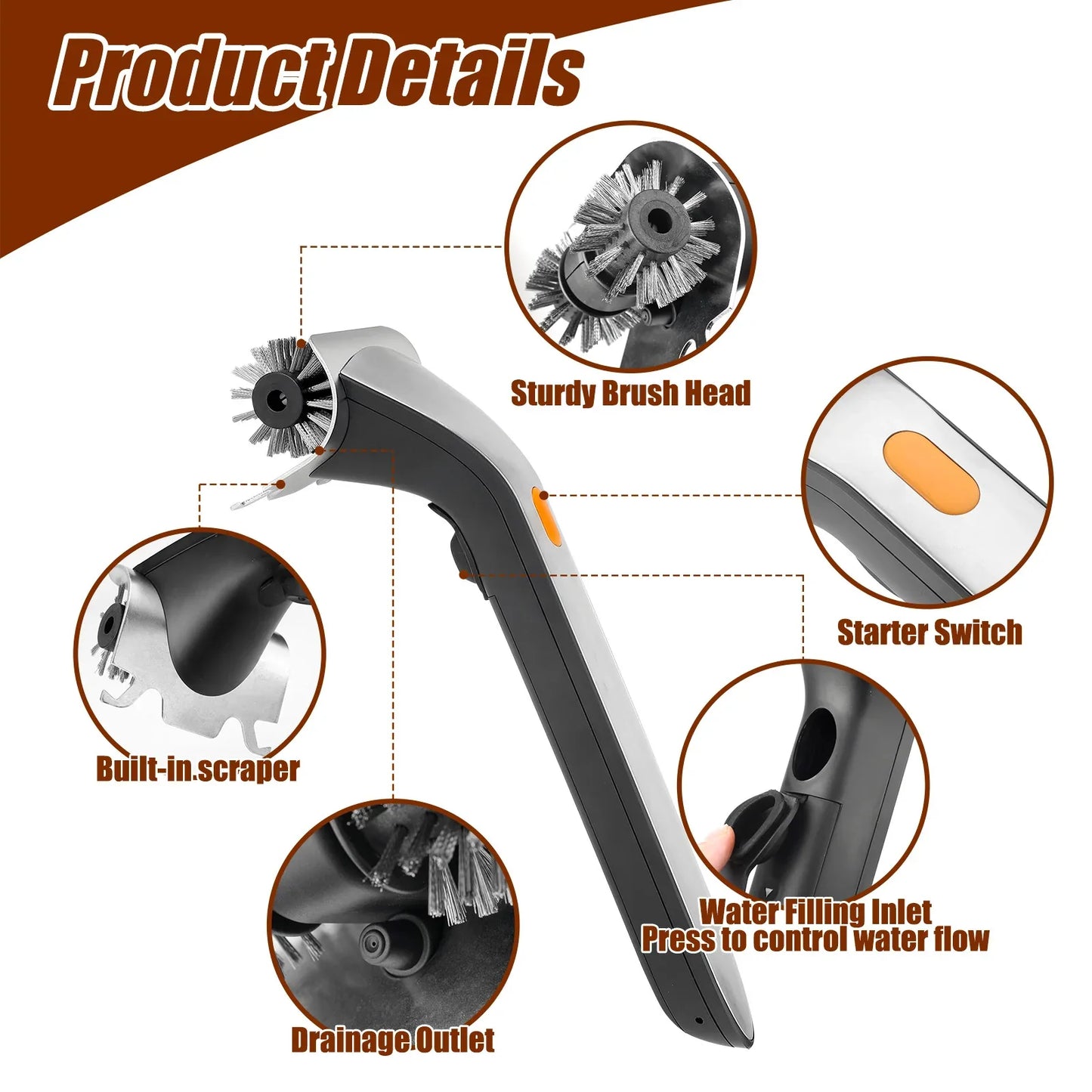 Powerful Electric Steam Grill Brush with Built-in Scraper - Deep Clean for All BBQ Grates - Mekamart Australia