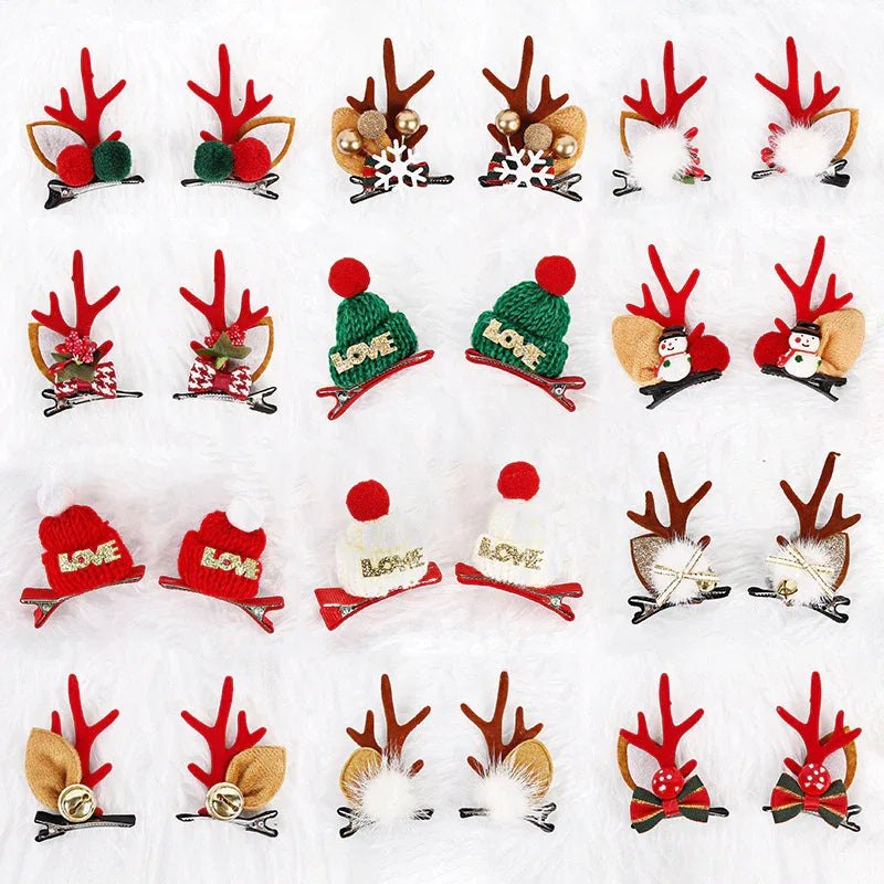 Flower stamens, hairballs and mink fur Festive Christmas Hair Clips for Girls & Women - Fabric & Metal Design - Mekamart Australia