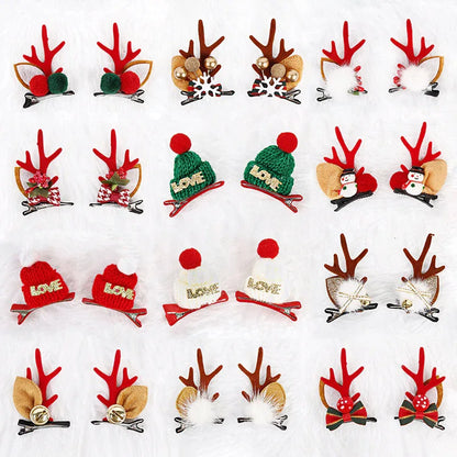 Flower stamens, hairballs and mink fur Festive Christmas Hair Clips for Girls & Women - Fabric & Metal Design - Mekamart Australia