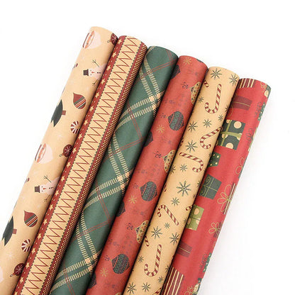 Christmas Gift Wrapping Paper 6-Pack - Vintage Kraft Style for Holiday Presents, 70x50cm - Mekamart Australia