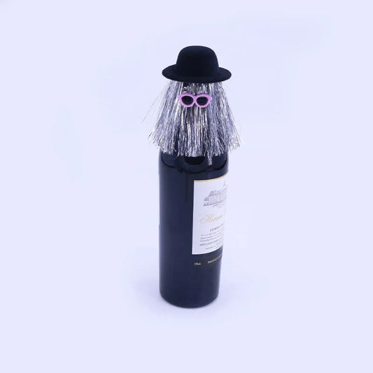 5-PCS Silver Halloween Party Wine Bottle Hats - Spooky Creative Bottle Decorations, Approx. 8x12cm - Mekamart Australia
