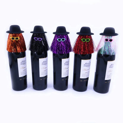 5-PCS Gold Halloween Party Wine Bottle Hats - Spooky Creative Bottle Decorations, Approx. 8x12cm - Mekamart Australia