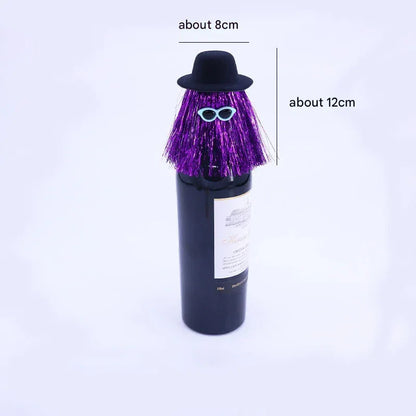 5-PCS Gold Halloween Party Wine Bottle Hats - Spooky Creative Bottle Decorations, Approx. 8x12cm - Mekamart Australia