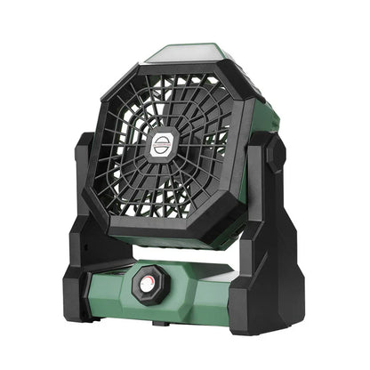 Black and green Portable Outdoor Camping Fan with LED Light - Rechargeable USB Tent Fan for Australia - Mekamart Australia