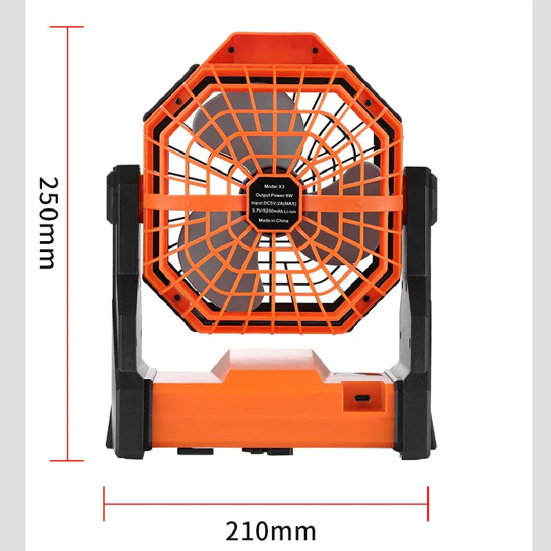 Black and green Portable Outdoor Camping Fan with LED Light - Rechargeable USB Tent Fan for Australia - Mekamart Australia