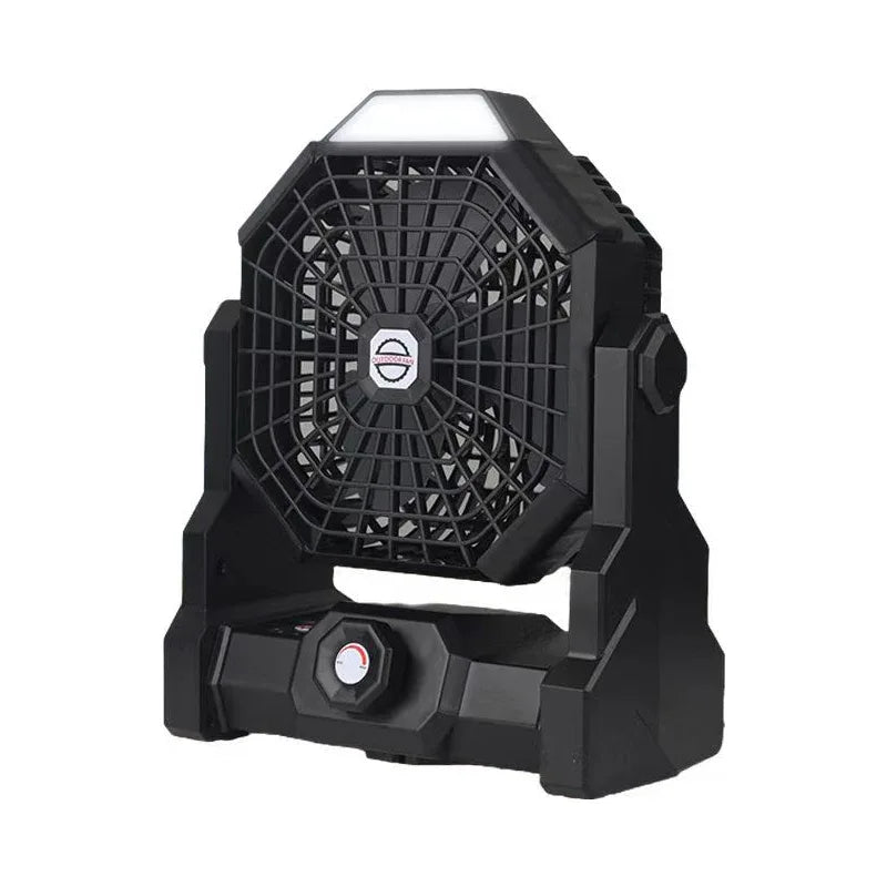 Black Portable Outdoor Camping Fan with LED Light - Rechargeable USB Tent Fan for Australia - Mekamart Australia