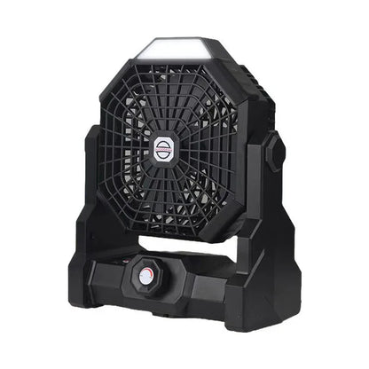 Black Portable Outdoor Camping Fan with LED Light - Rechargeable USB Tent Fan for Australia - Mekamart Australia