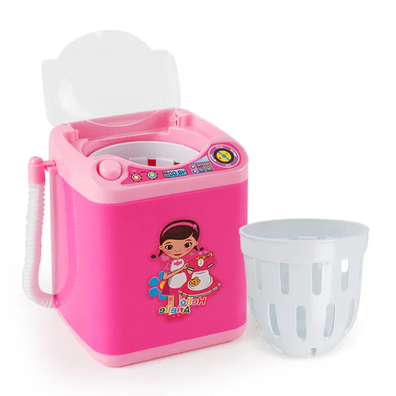 Pink Kids Mini Electric Toy Washing Machine with Spin Dryer Basket - Pretend Play Appliance - Mekamart Australia