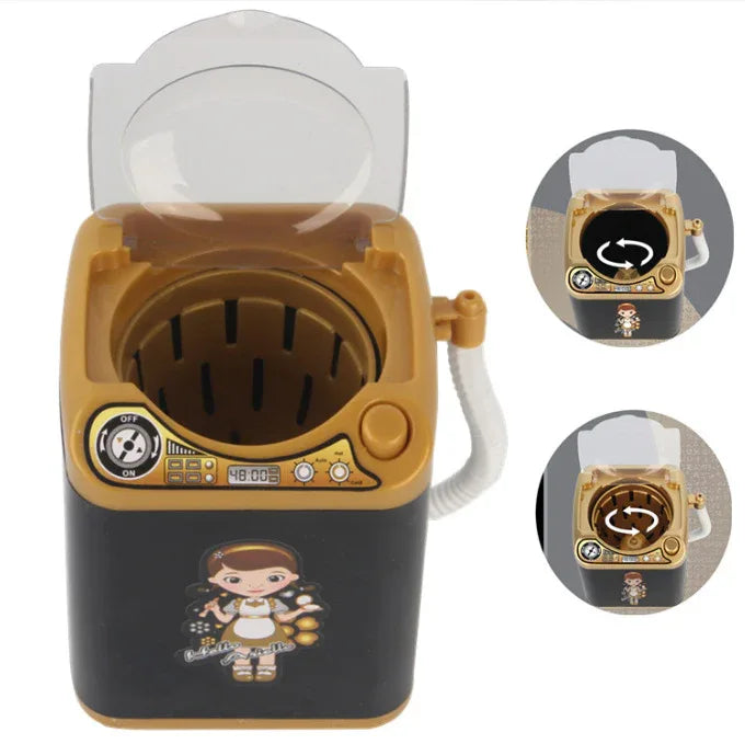 Black Kids Mini Electric Toy Washing Machine with Spin Dryer Basket - Pretend Play Appliance - Mekamart Australia