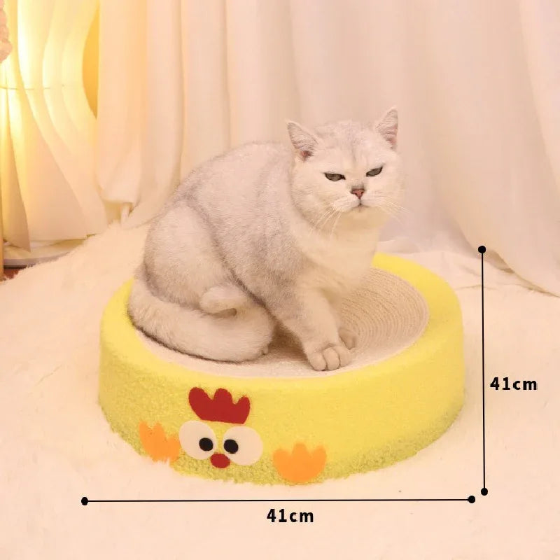 Round braised chicken in yellow sauce Large Cat Scratcher Bed 2 in 1 Sisal Scratching Pad & Plush Lounge Nest Durable Claw Grinder Mat for Indoor Cats - Mekamart Australia