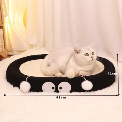 Oval-shaped black coal balls Large Cat Scratcher Bed 2 in 1 Sisal Scratching Pad & Plush Lounge Nest Durable Claw Grinder Mat for Indoor Cats - Mekamart Australia