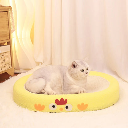 Oval-shaped braised chicken Large Cat Scratcher Bed 2 in 1 Sisal Scratching Pad & Plush Lounge Nest Durable Claw Grinder Mat for Indoor Cats - Mekamart Australia