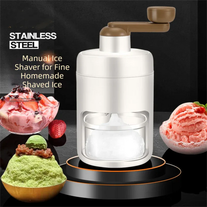 White Portable Manual Ice Crusher Hand Crank Shaved Ice Machine for Home Kitchen DIY Snow Cone Smoothie and Slushie Maker - Mekamart Australia