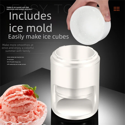 White Portable Manual Ice Crusher Hand Crank Shaved Ice Machine for Home Kitchen DIY Snow Cone Smoothie and Slushie Maker - Mekamart Australia