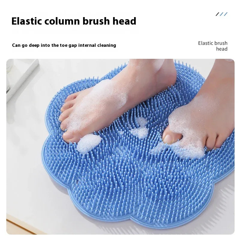 2-PCS Pink cat PAWS Non-Slip TPE Shower Mat with Foot Scrubber and Suction Cups Large Massage Bath Mat for Bathroom 30cm x 30cm - Mekamart Australia