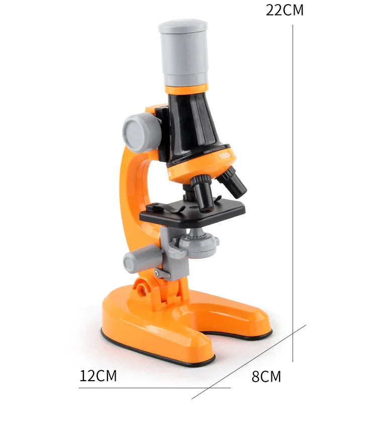 Orange Kids Biological Microscope Kit 100x 400x 1200x LED Magnification STEM Science Toy for School Students with Sample Slides - Mekamart Australia