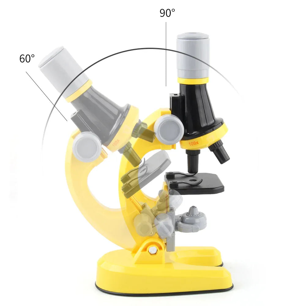 White Kids Biological Microscope Kit 100x 400x 1200x LED Magnification STEM Science Toy for School Students with Sample Slides - Mekamart Australia