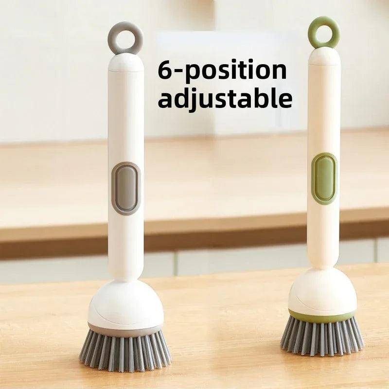 2 Pack Green Kitchen Dish Brush with Soap Dispenser Adjustable Handle 360 Degree Cleaning Scrubber Non-Scratch Bristles for Pans Pots and Sink - Mekamart Australia
