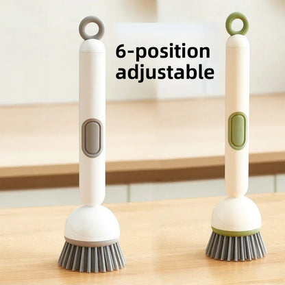 2 Pack Green Kitchen Dish Brush with Soap Dispenser Adjustable Handle 360 Degree Cleaning Scrubber Non-Scratch Bristles for Pans Pots and Sink - Mekamart Australia