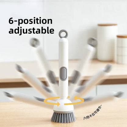 2 Pack Green Kitchen Dish Brush with Soap Dispenser Adjustable Handle 360 Degree Cleaning Scrubber Non-Scratch Bristles for Pans Pots and Sink - Mekamart Australia