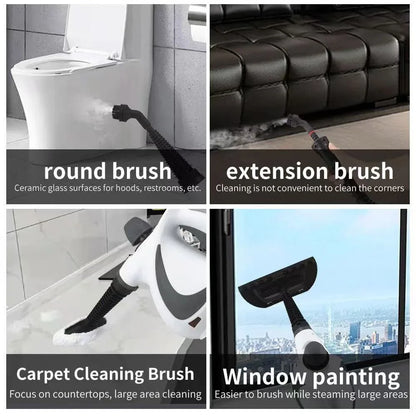 White Handheld Steam Cleaner 1050W High Pressure Chemical Free Cleaning Machine with 12 Piece Accessory Set for Kitchen Bathroom Car and Upholstery - Mekamart Australia