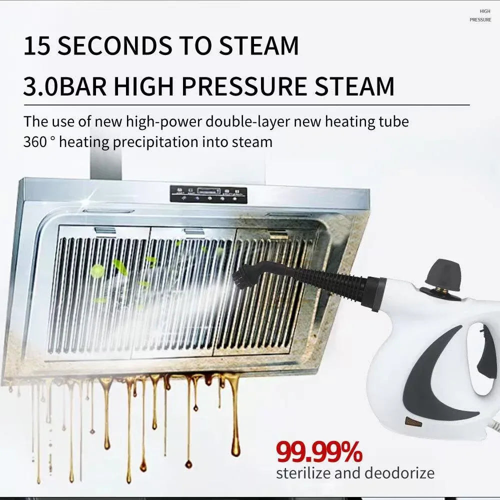 Pink Handheld Steam Cleaner 1050W High Pressure Chemical Free Cleaning Machine with 12 Piece Accessory Set for Kitchen Bathroom Car and Upholstery - Mekamart Australia