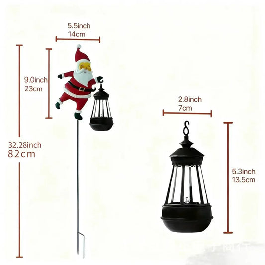 Colorful lights Solar Powered Christmas Garden Stake - Metal Santa with Watering Can & Multi-Colour LED Waterfall - 82cm Outdoor Yard Decoration - Mekamart Australia
