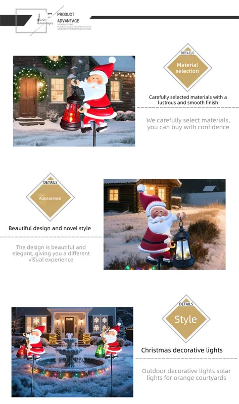 Warm white light Solar Powered Christmas Garden Stake - Metal Santa with Watering Can & LED Waterfall - 82cm Outdoor Yard Decoration - Mekamart Australia