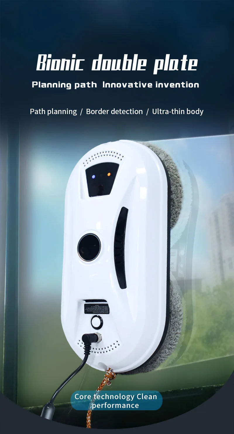 Smart Robot Window Cleaner - Automatic Glass Cleaning Washer with Remote Control - 2800Pa Suction & UPS Safety System - Includes 10 Microfibre Pads - Mekamart Australia