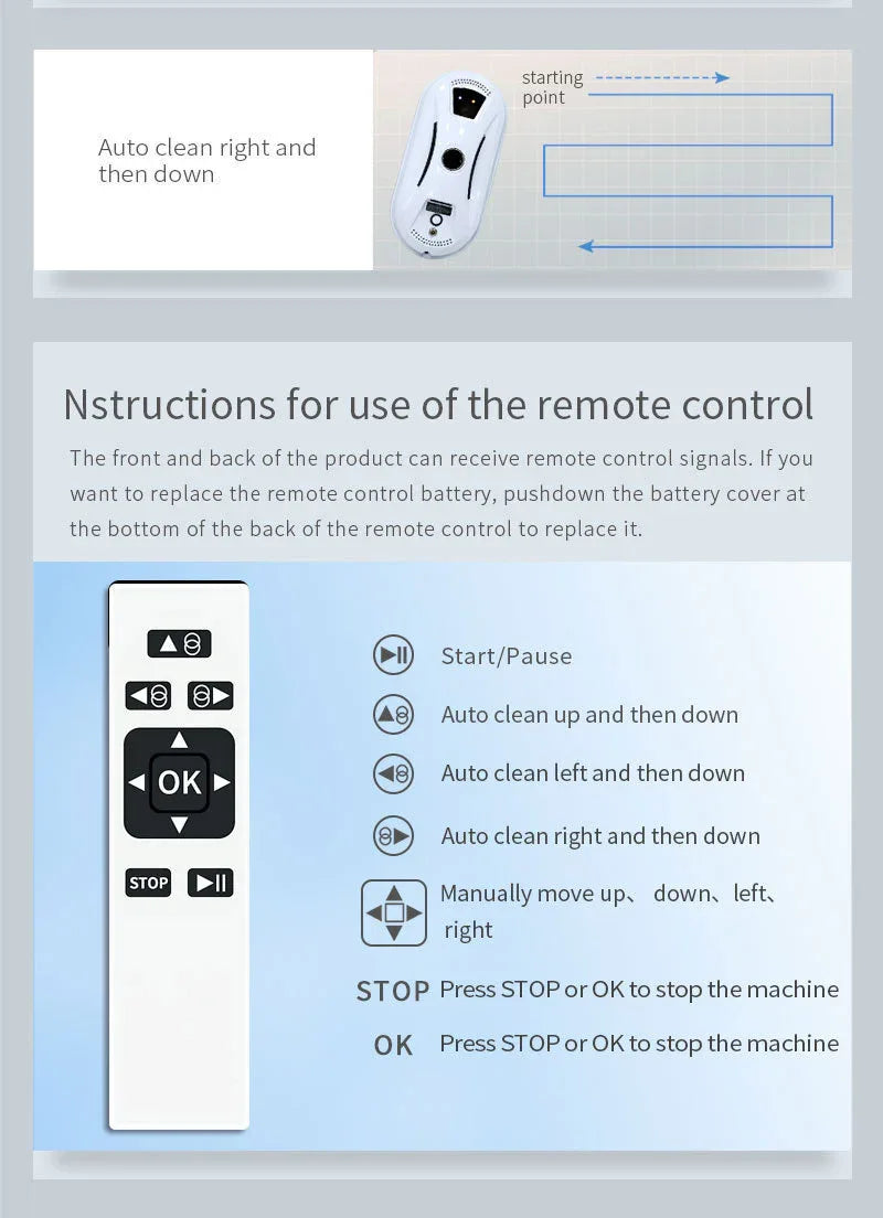 Smart Robot Window Cleaner - Automatic Glass Cleaning Washer with Remote Control - 2800Pa Suction & UPS Safety System - Includes 10 Microfibre Pads - Mekamart Australia