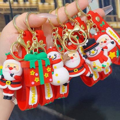 6PCS Christmas Silicone Keychain Cute Santa Snowman Bag Charm Festive Keyring for Kris Kringle Gifts - Mekamart Australia