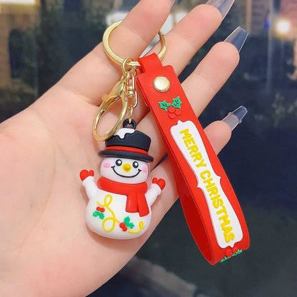 6PCS Christmas Silicone Keychain Cute Santa Snowman Bag Charm Festive Keyring for Kris Kringle Gifts - Mekamart Australia