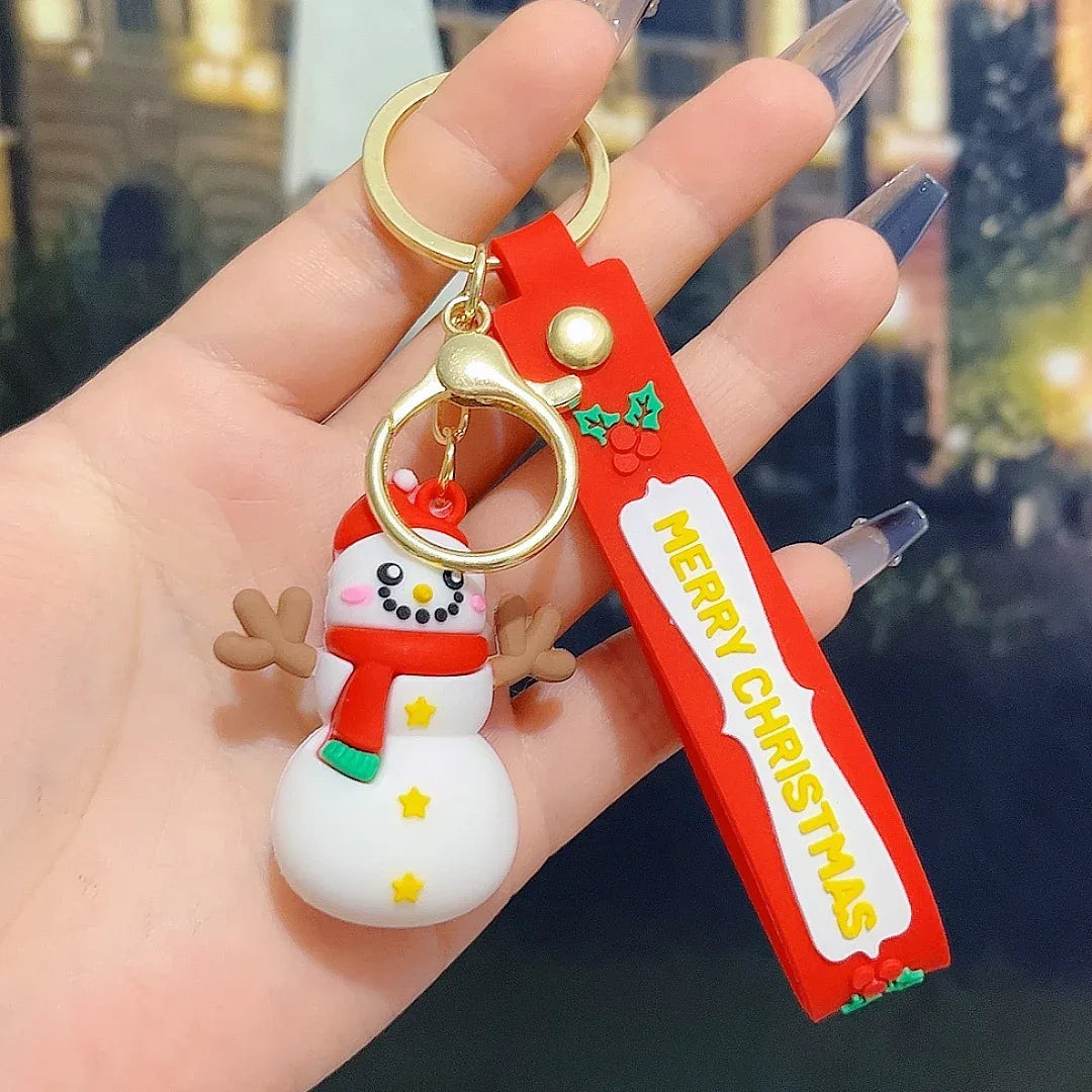 6PCS Christmas Silicone Keychain Cute Santa Snowman Bag Charm Festive Keyring for Kris Kringle Gifts - Mekamart Australia