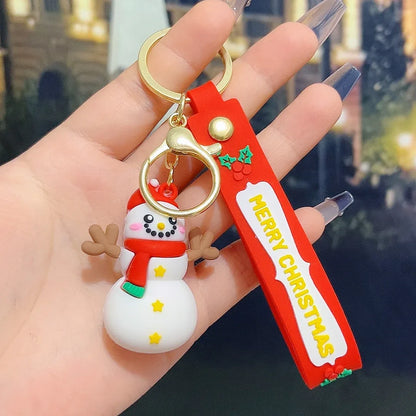 6PCS Christmas Silicone Keychain Cute Santa Snowman Bag Charm Festive Keyring for Kris Kringle Gifts - Mekamart Australia