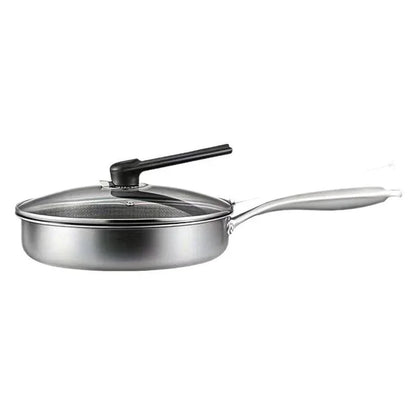 Stainless Steel Non-Stick Frying Pan 26CM Honeycomb Wok Skillet with Lid Induction Compatible Cookware Silver - Mekamart Australia