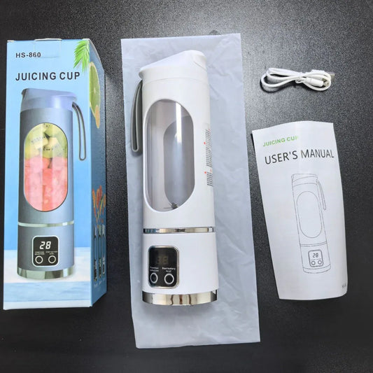 Portable Blender USB Rechargeable Juicer Cup Personal Smoothie Maker with Digital Display and Stainless Steel Blades White Ideal for Travel Gym and Office - Mekamart Australia