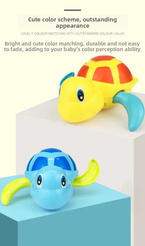 Three-Piece Wind-Up Swimming Turtle Bath Toy Set (Yellow, Green, and Blue Colors), Adorable Floating Turtle Combo, Fun Water Play Toy, Ideal Gift for Infants and Toddlers - Mekamart Australia