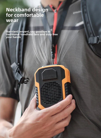 Portable Waist Clip Fan 6000mAh Rechargeable Personal Air Conditioner with Power Bank Function Heavy Duty Wearable Belt Fan for Tradies Camping and Outdoor Work Orange - Mekamart Australia