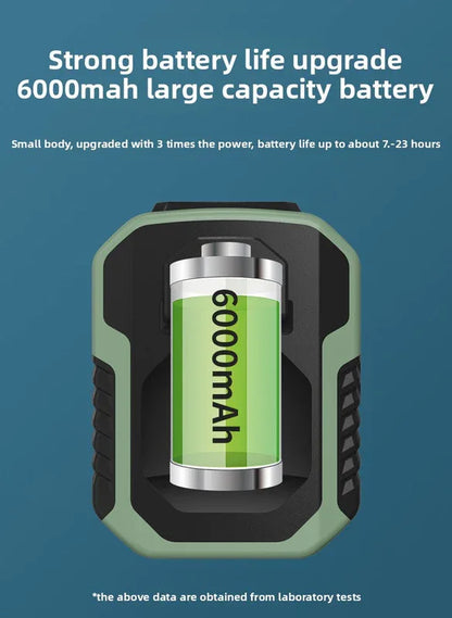 Portable Waist Clip Fan 6000mAh Rechargeable Personal Air Conditioner with Power Bank Function Heavy Duty Wearable Belt Fan for Tradies Camping and Outdoor Work Black - Mekamart Australia