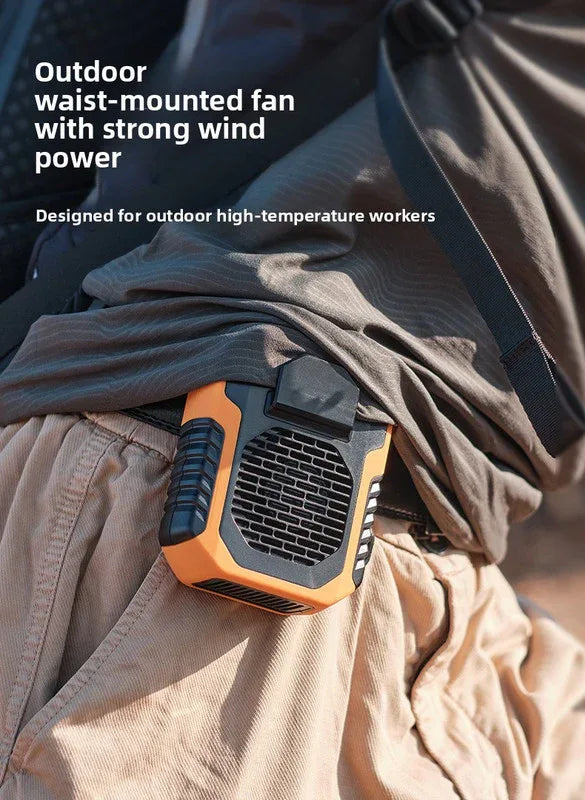 Portable Waist Clip Fan 6000mAh Rechargeable Personal Air Conditioner with Power Bank Function Heavy Duty Wearable Belt Fan for Tradies Camping and Outdoor Work Black - Mekamart Australia